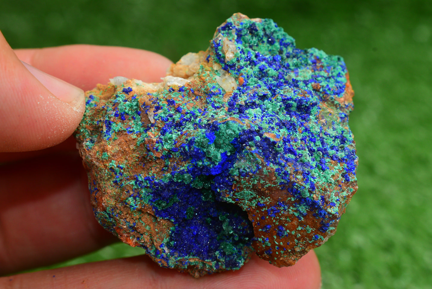 Azurite over Malachite Crystal from Morocco - Freeform Cluster Shape, Natural and Genuine - MeteoriteNwa.com