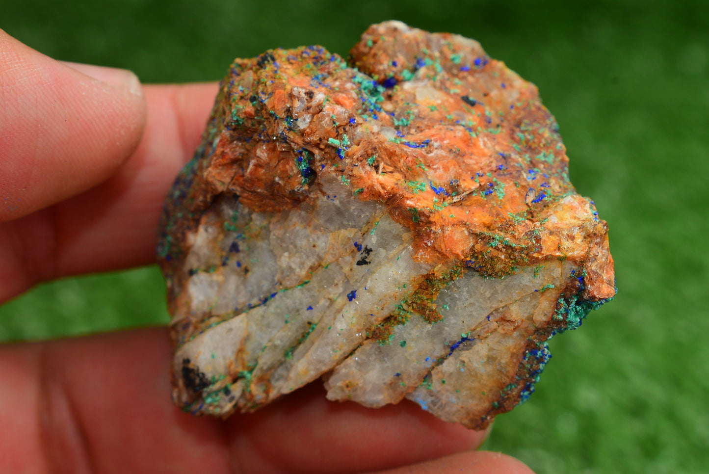 Azurite over Malachite Crystal from Morocco - Freeform Cluster Shape, Natural and Genuine - MeteoriteNwa.com