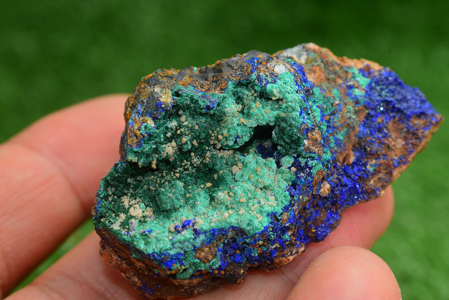 Azurite over Malachite Crystal from Morocco - Freeform Cluster Shape, Natural and Genuine - MeteoriteNwa.com