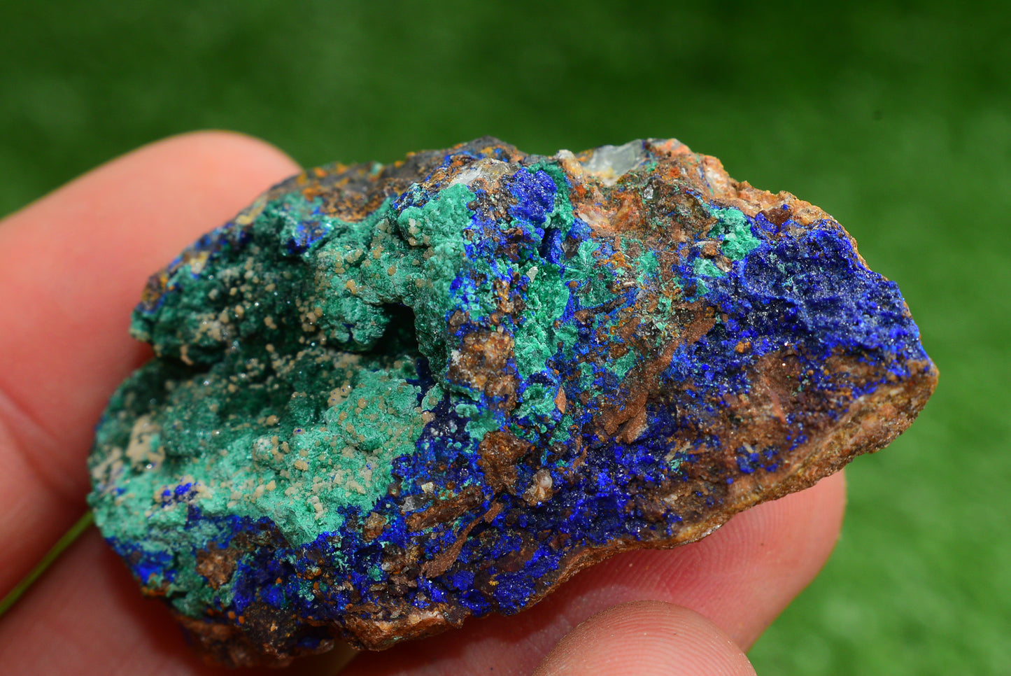 Azurite over Malachite Crystal from Morocco - Freeform Cluster Shape, Natural and Genuine - MeteoriteNwa.com