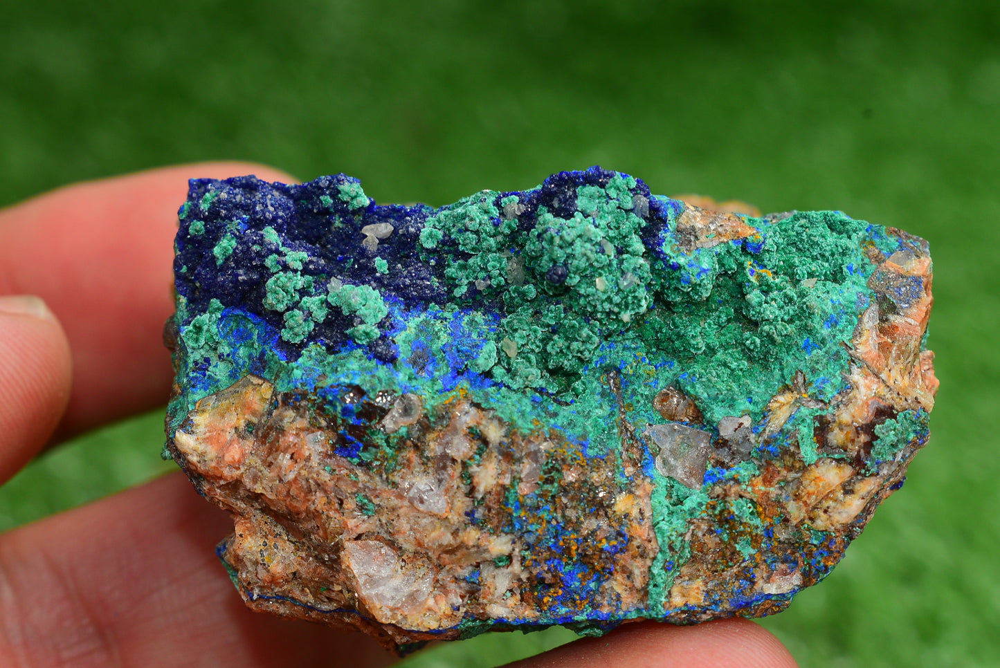 Azurite over Malachite Crystal from Morocco - Freeform Cluster Shape, Natural and Genuine - MeteoriteNwa.com