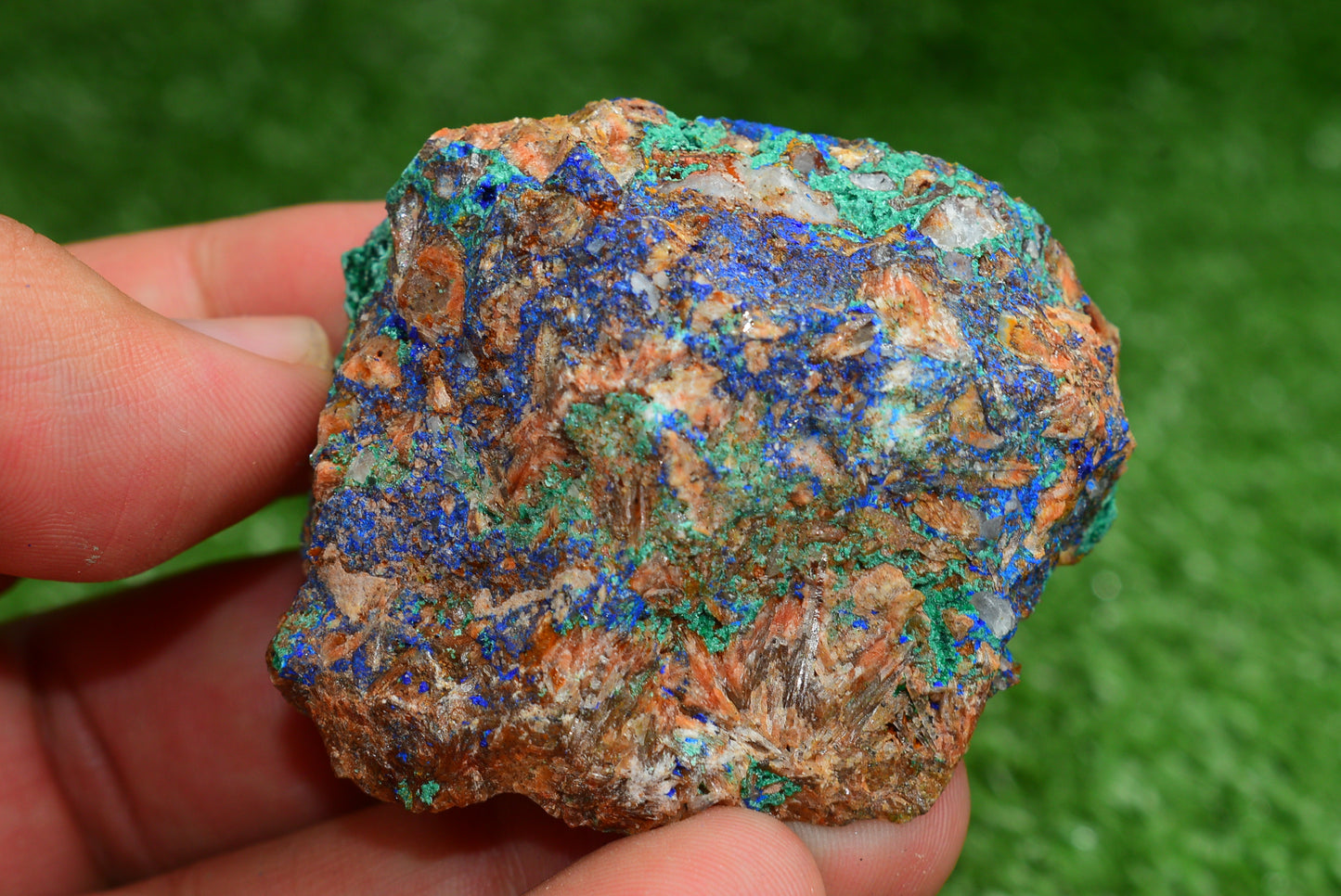 Azurite over Malachite Crystal from Morocco - Freeform Cluster Shape, Natural and Genuine - MeteoriteNwa.com