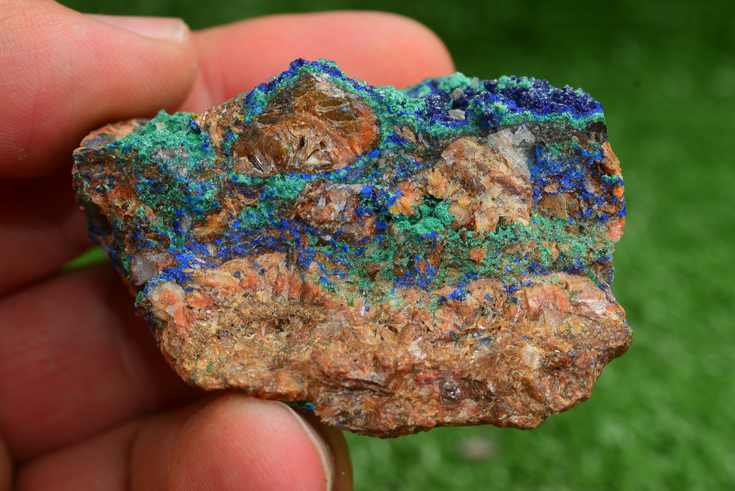 Azurite over Malachite Crystal from Morocco - Freeform Cluster Shape, Natural and Genuine - MeteoriteNwa.com