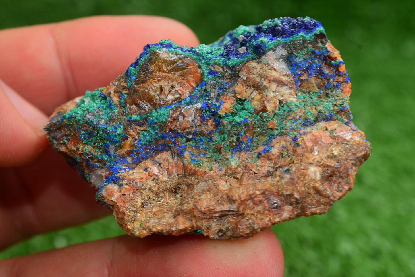Azurite over Malachite Crystal from Morocco - Freeform Cluster Shape, Natural and Genuine - MeteoriteNwa.com
