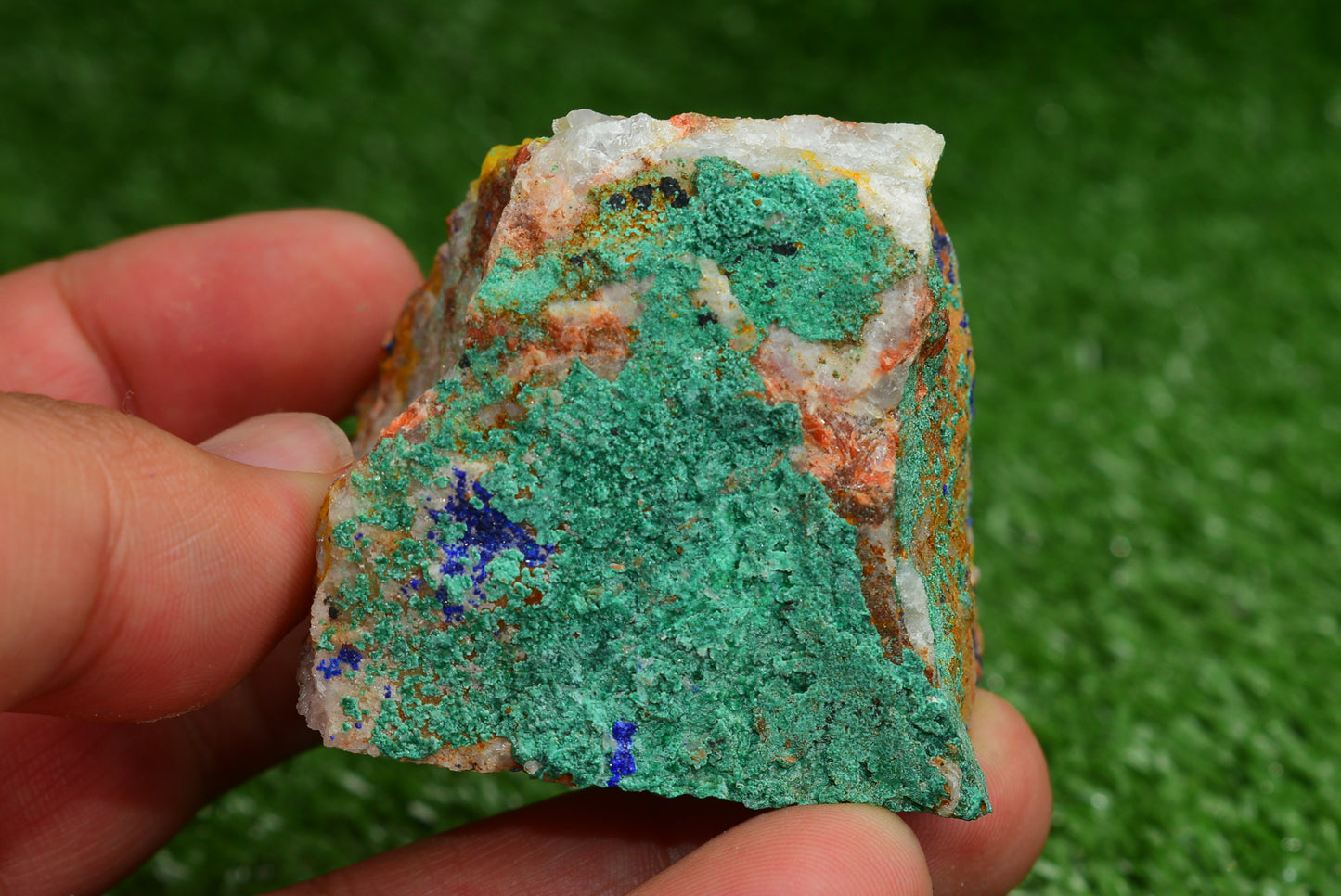 Azurite over Malachite Crystal from Morocco - Freeform Cluster Shape, Natural and Genuine - MeteoriteNwa.com