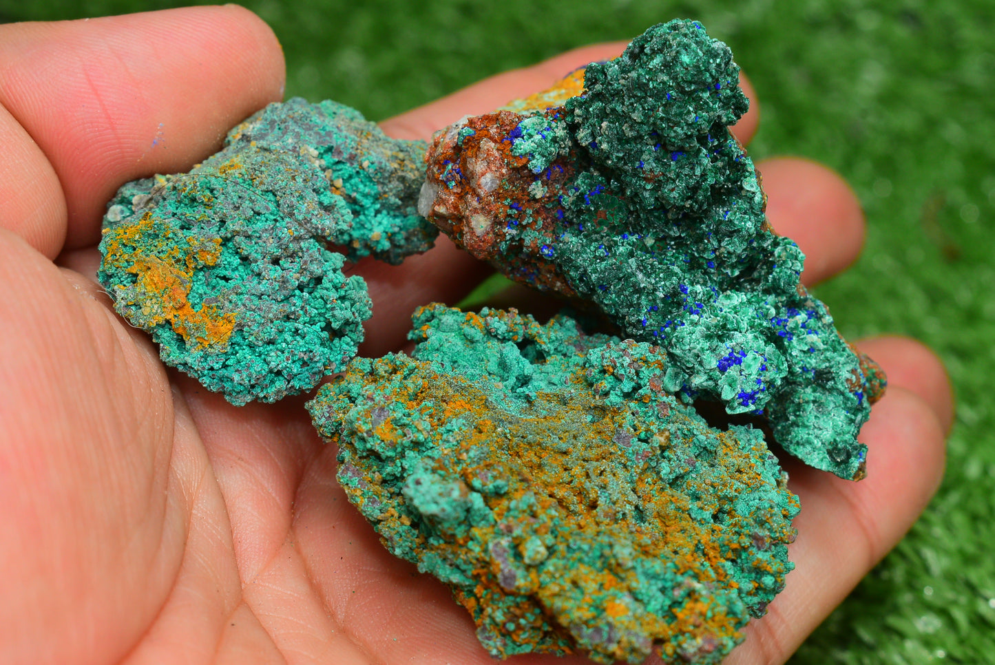 Azurite over Malachite Crystal from Morocco - Freeform Cluster Shape, Natural and Genuine - MeteoriteNwa.com