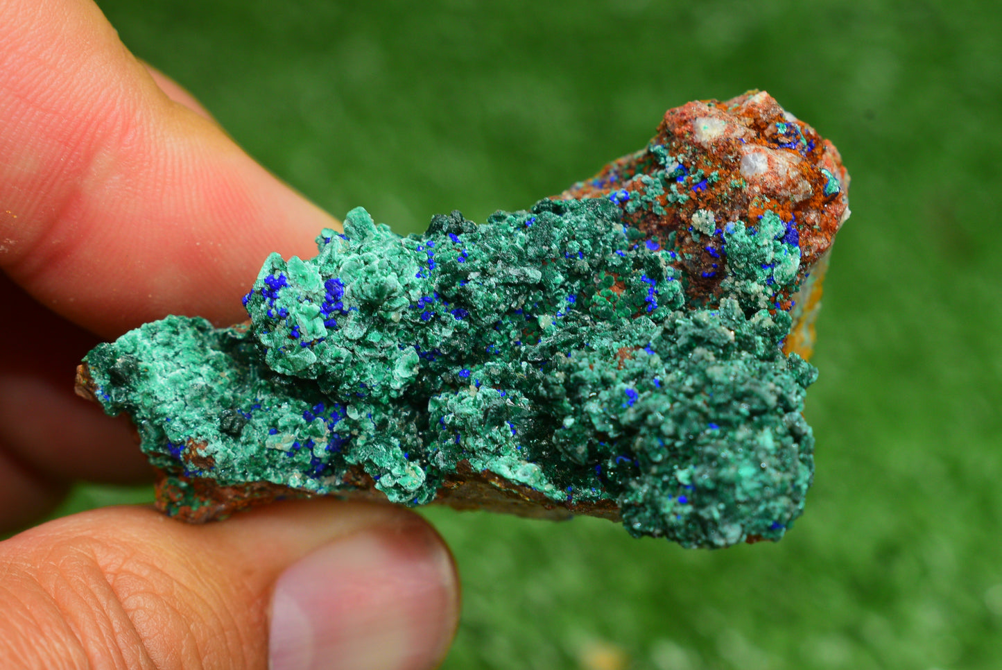 Azurite over Malachite Crystal from Morocco - Freeform Cluster Shape, Natural and Genuine - MeteoriteNwa.com