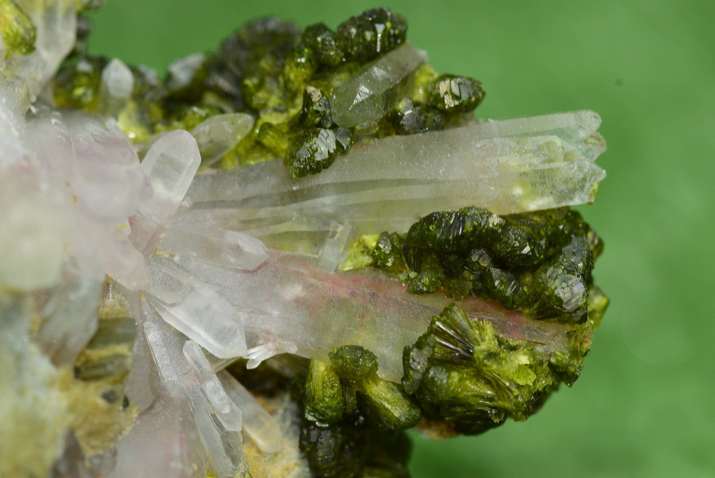 Stunning Epidote in Quartz Cluster from Imilchil, Morocco - A Unique Piece - MeteoriteNwa.com