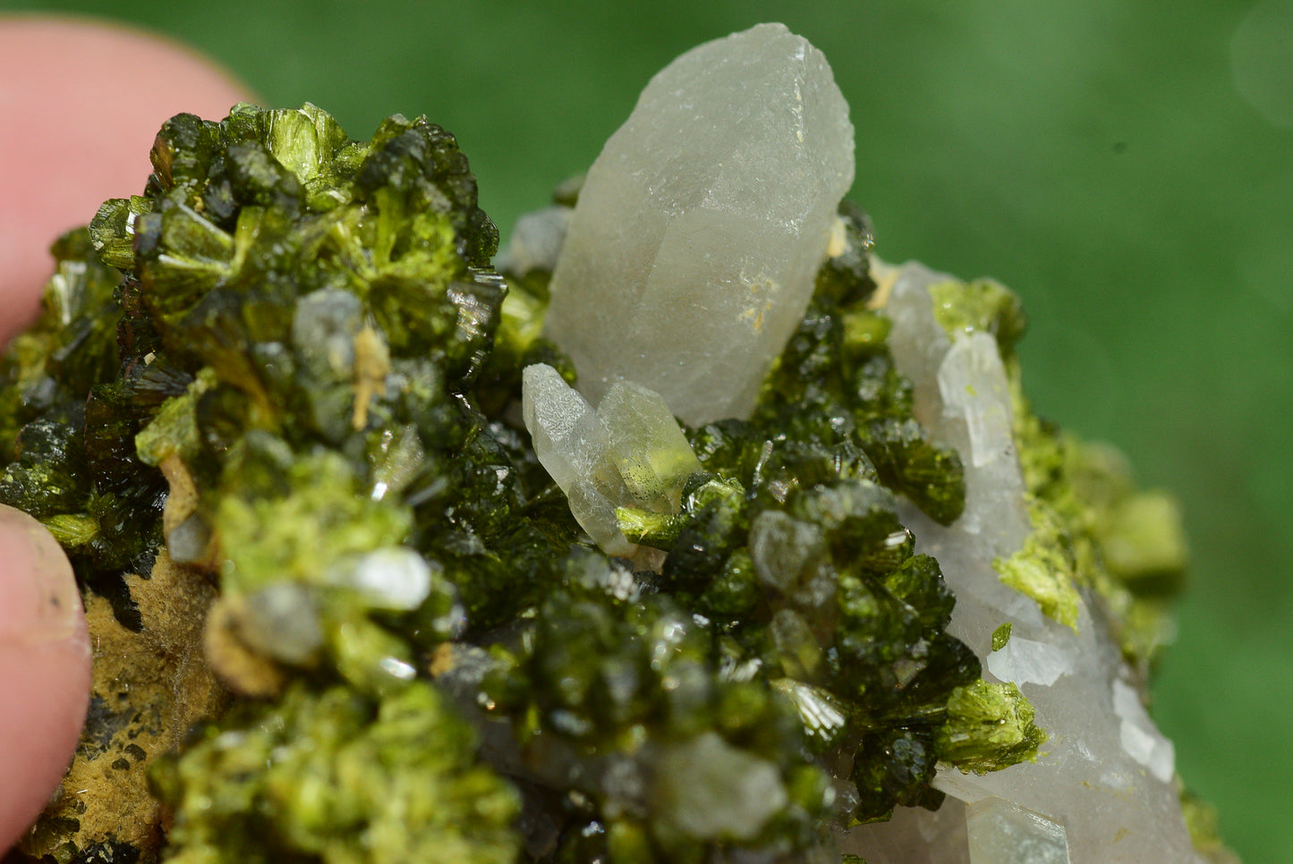 Stunning Epidote in Quartz Cluster from Imilchil, Morocco - A Unique Piece - MeteoriteNwa.com