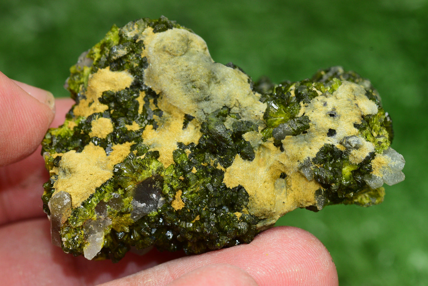 Stunning Epidote in Quartz Cluster from Imilchil, Morocco - A Unique Piece - MeteoriteNwa.com