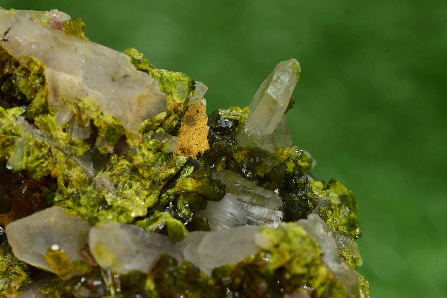 Stunning Epidote in Quartz Cluster from Imilchil, Morocco - A Unique Piece - MeteoriteNwa.com