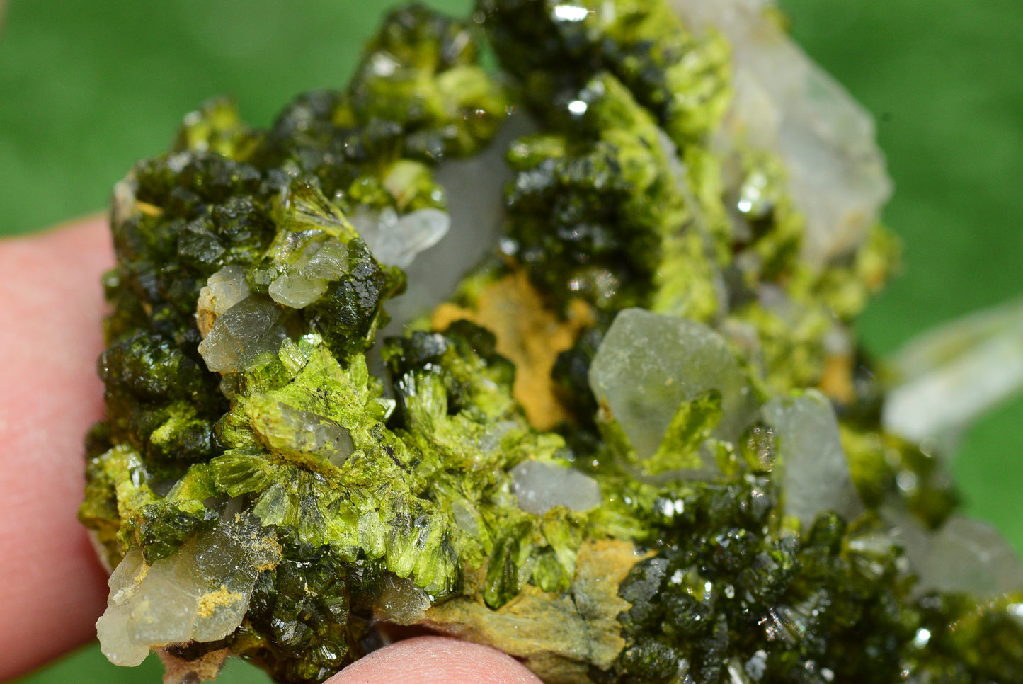 Stunning Epidote in Quartz Cluster from Imilchil, Morocco - A Unique Piece - MeteoriteNwa.com