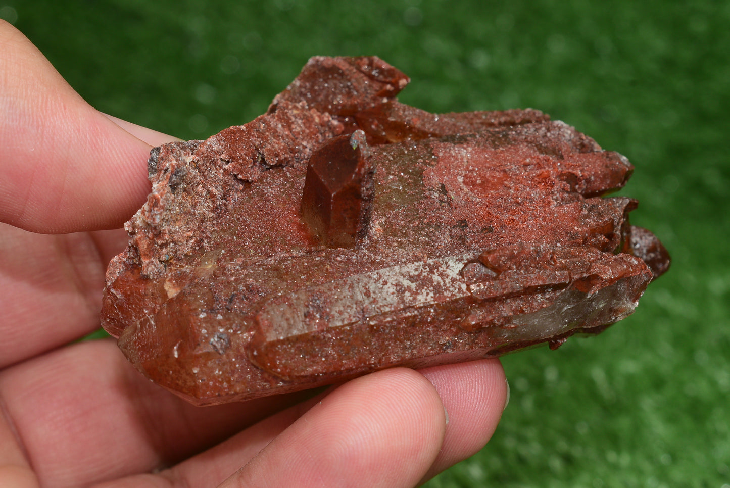 Red Hematoid Quartz Genuine Gemstone Sharp Tower Pointy Cluster Freeform Crystal from Morocco Fire Quartz Red Hematite - MeteoriteNwa.com