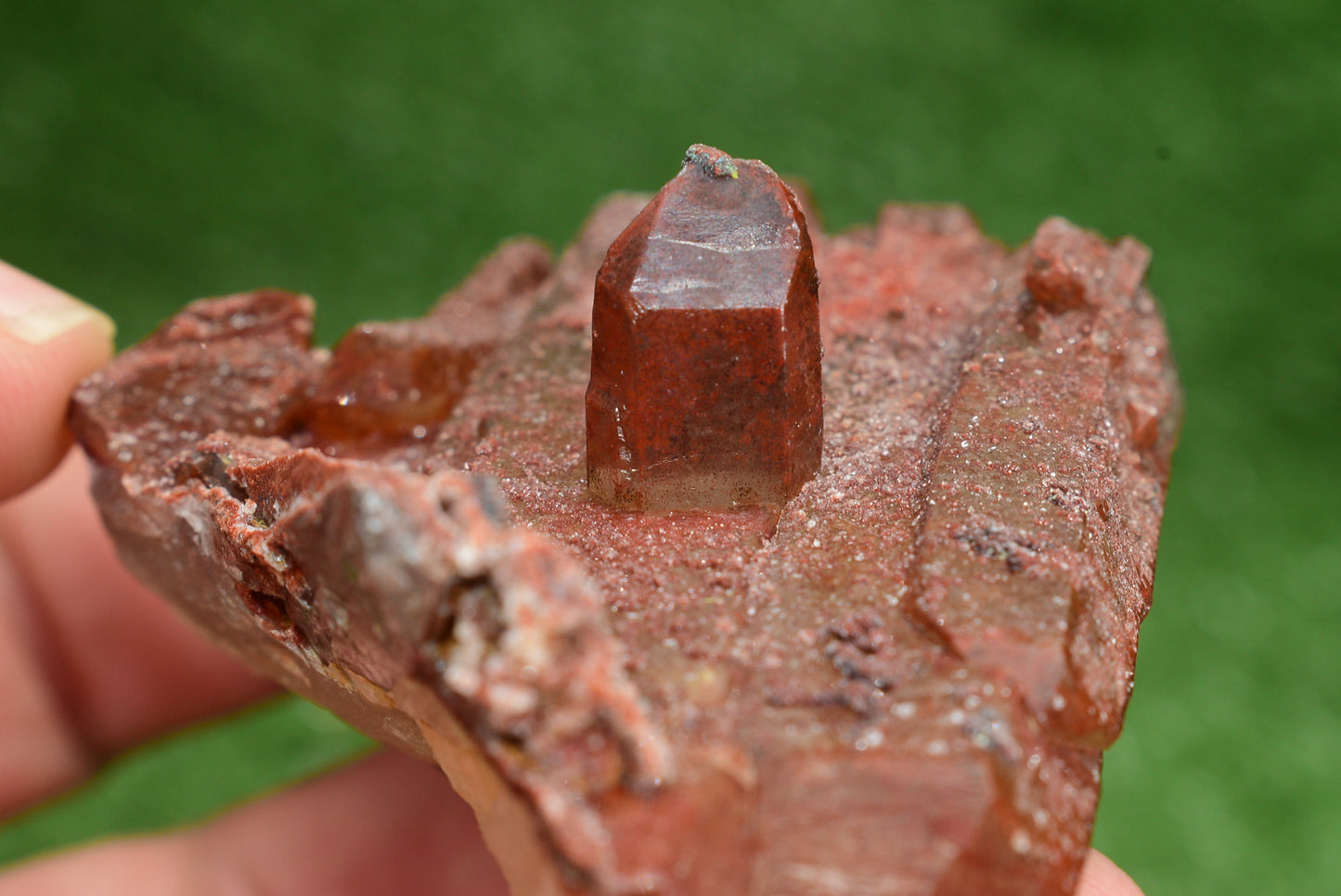 Red Hematoid Quartz Genuine Gemstone Sharp Tower Pointy Cluster Freeform Crystal from Morocco Fire Quartz Red Hematite - MeteoriteNwa.com
