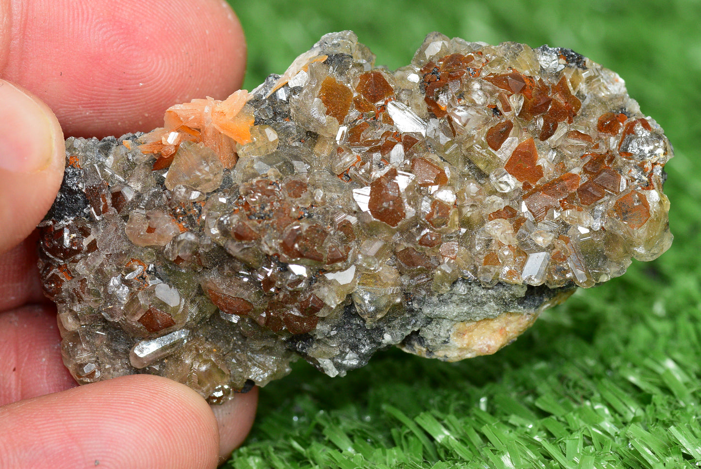 Cerussite with Barite & Dendrite Crystals on Galena RARE Genuine Gemstone from Morocco Fluorescent Mineral Powerful Spiritual Gem - MeteoriteNwa.com