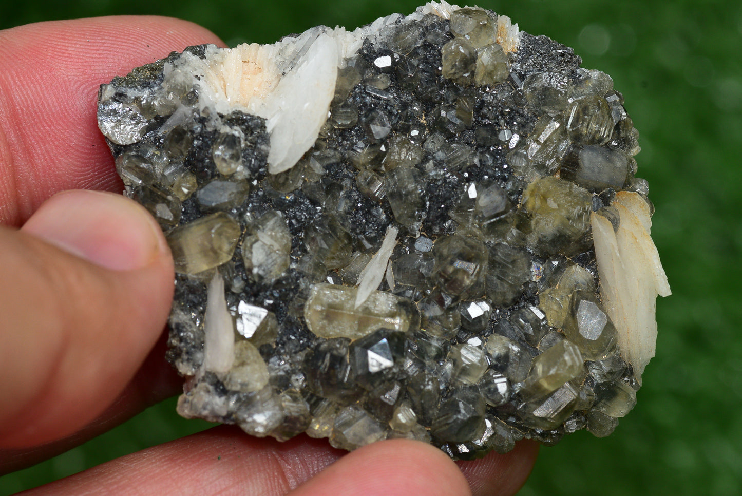 Cerussite with Barite & Dendrite Crystals on Galena RARE Genuine Gemstone from Morocco Fluorescent Mineral Powerful Spiritual Gem - MeteoriteNwa.com