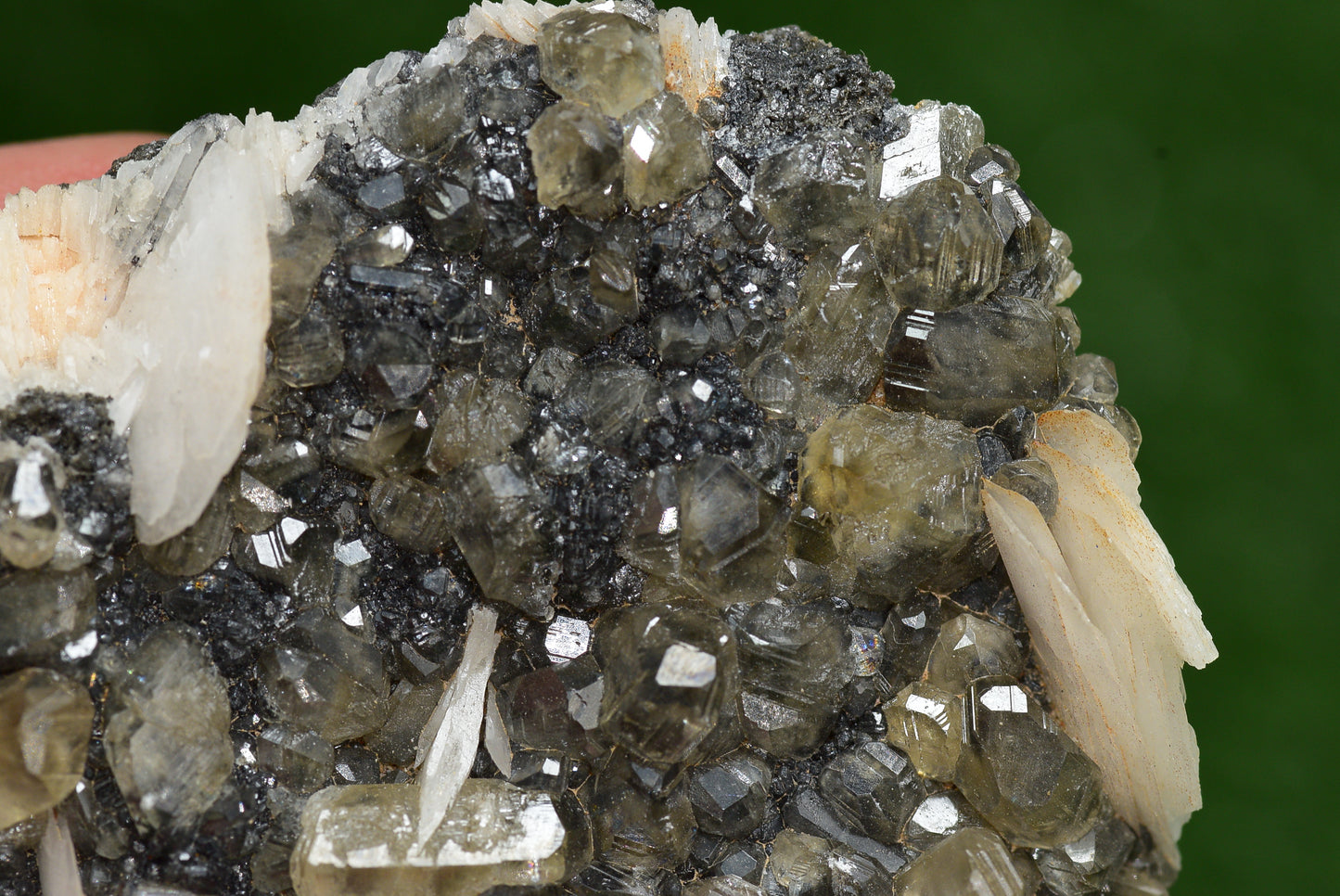 Cerussite with Barite & Dendrite Crystals on Galena RARE Genuine Gemstone from Morocco Fluorescent Mineral Powerful Spiritual Gem - MeteoriteNwa.com