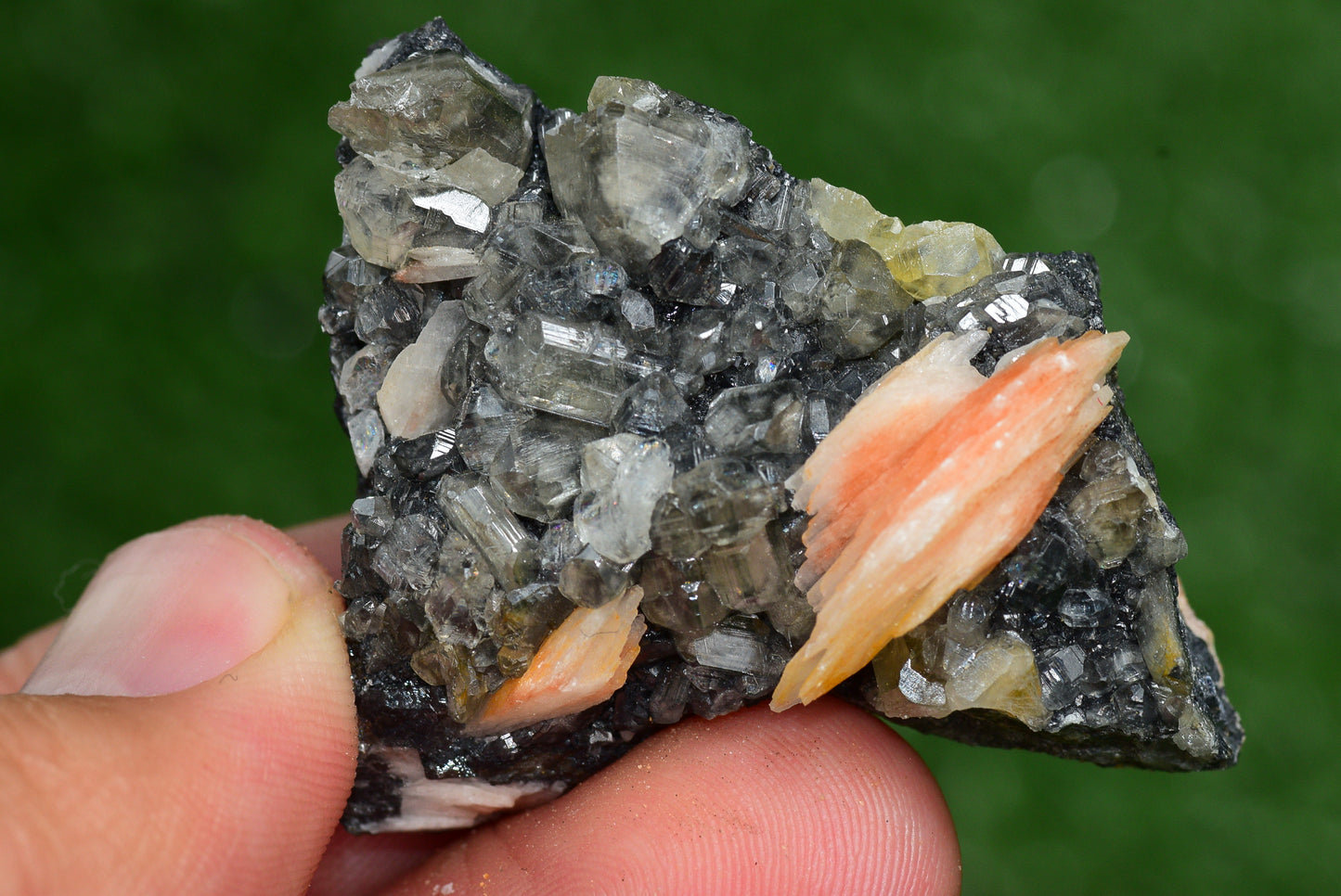 Cerussite with Barite & Dendrite Crystals on Galena RARE Genuine Gemstone from Morocco Fluorescent Mineral Powerful Spiritual Gem - MeteoriteNwa.com
