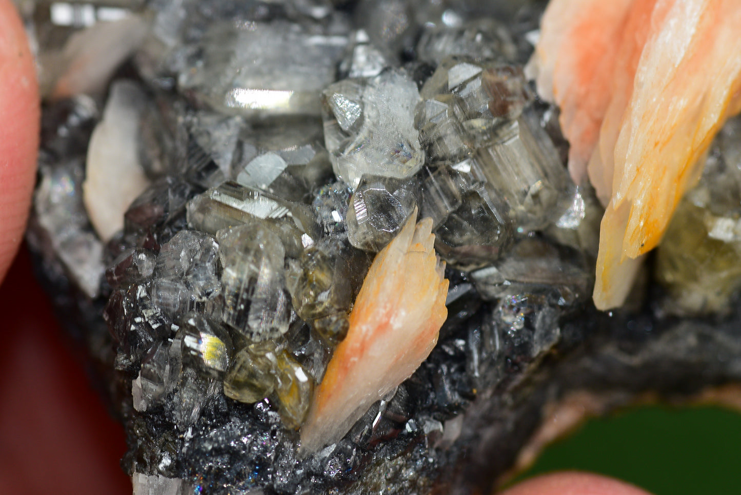 Cerussite with Barite & Dendrite Crystals on Galena RARE Genuine Gemstone from Morocco Fluorescent Mineral Powerful Spiritual Gem - MeteoriteNwa.com