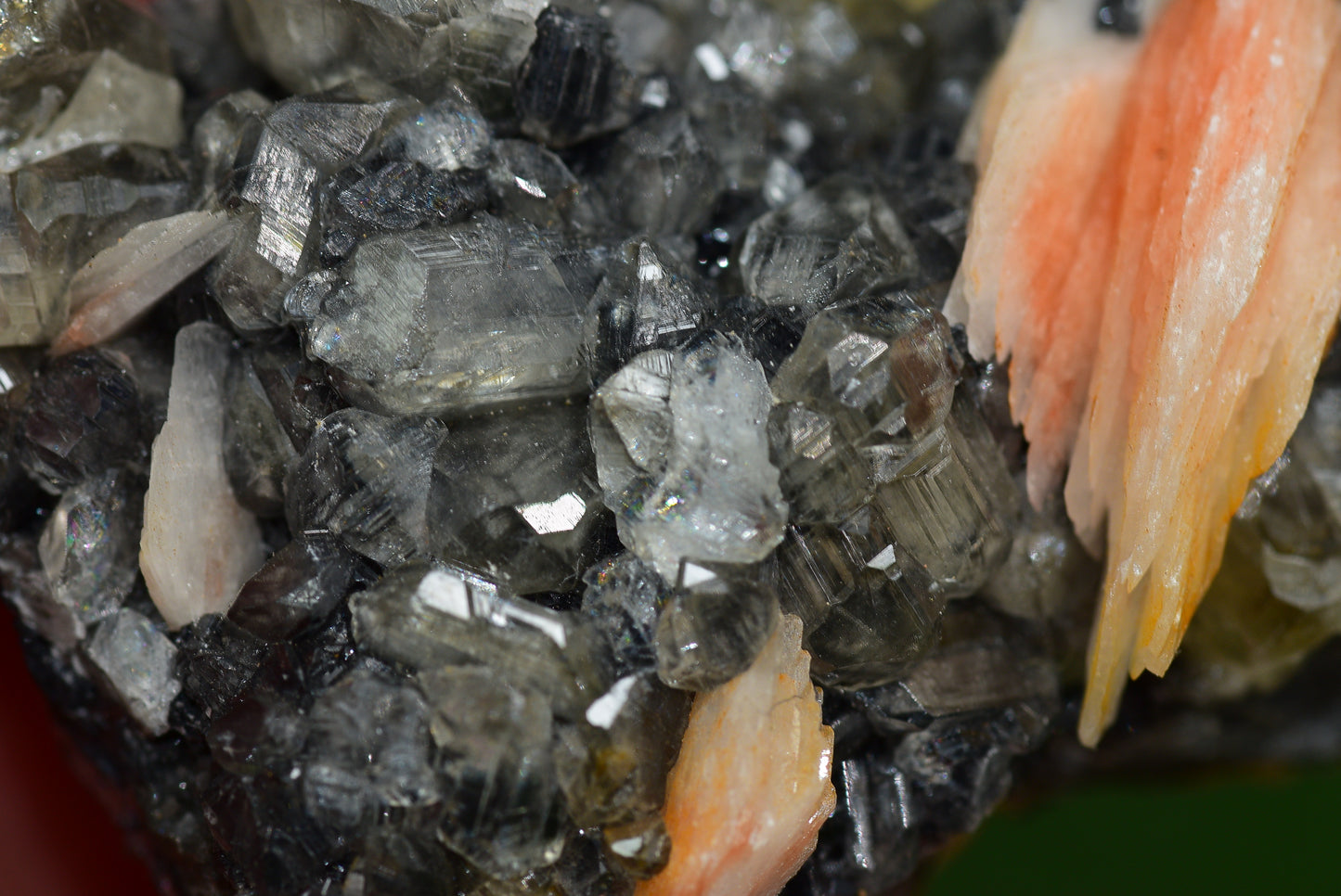 Cerussite with Barite & Dendrite Crystals on Galena RARE Genuine Gemstone from Morocco Fluorescent Mineral Powerful Spiritual Gem - MeteoriteNwa.com