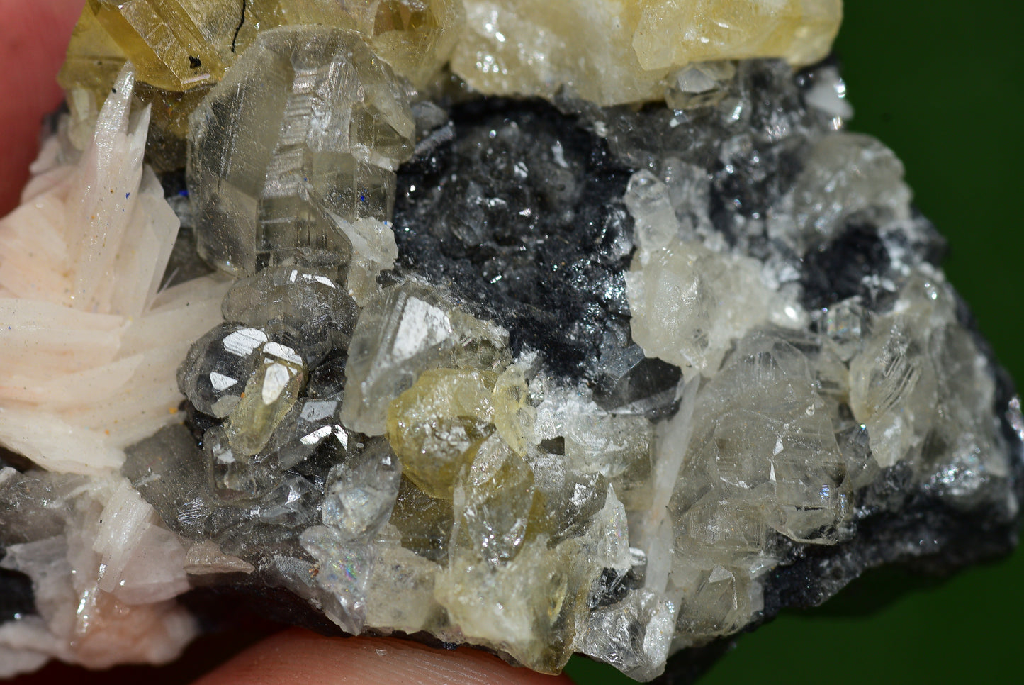 Cerussite with Barite & Dendrite Crystals on Galena RARE Genuine Gemstone from Morocco Fluorescent Mineral Powerful Spiritual Gem - MeteoriteNwa.com