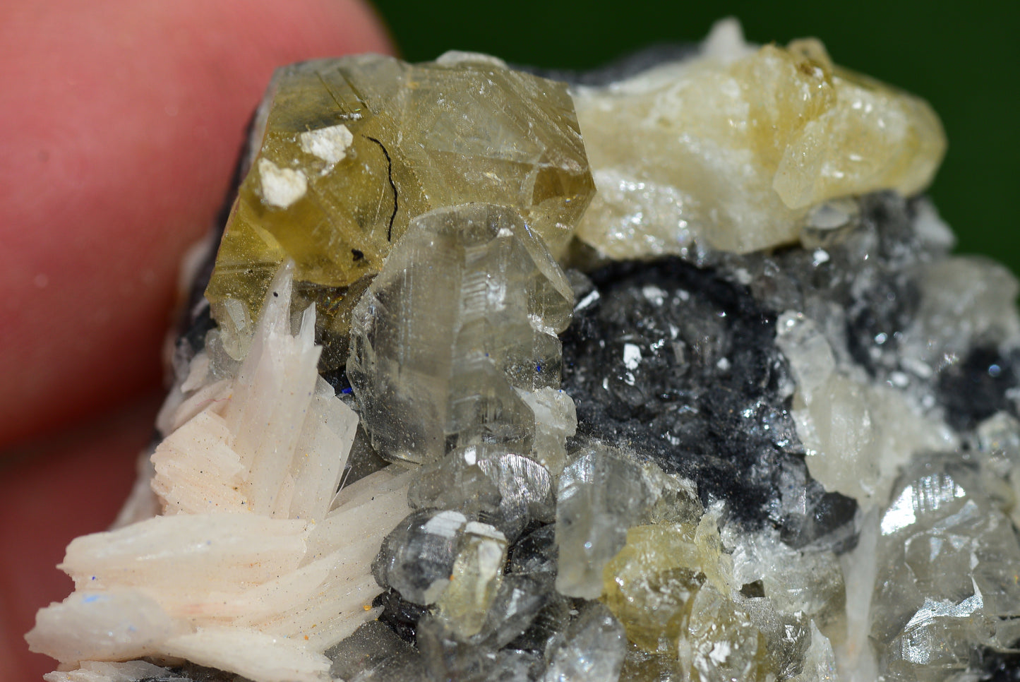 Cerussite with Barite & Dendrite Crystals on Galena RARE Genuine Gemstone from Morocco Fluorescent Mineral Powerful Spiritual Gem - MeteoriteNwa.com