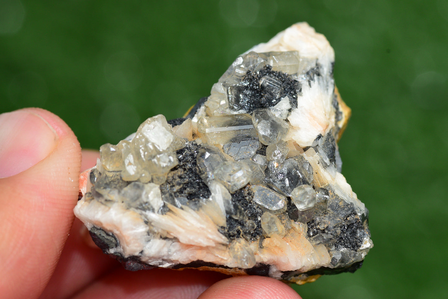 Cerussite with Barite & Dendrite Crystals on Galena RARE Genuine Gemstone from Morocco Fluorescent Mineral Powerful Spiritual Gem - MeteoriteNwa.com