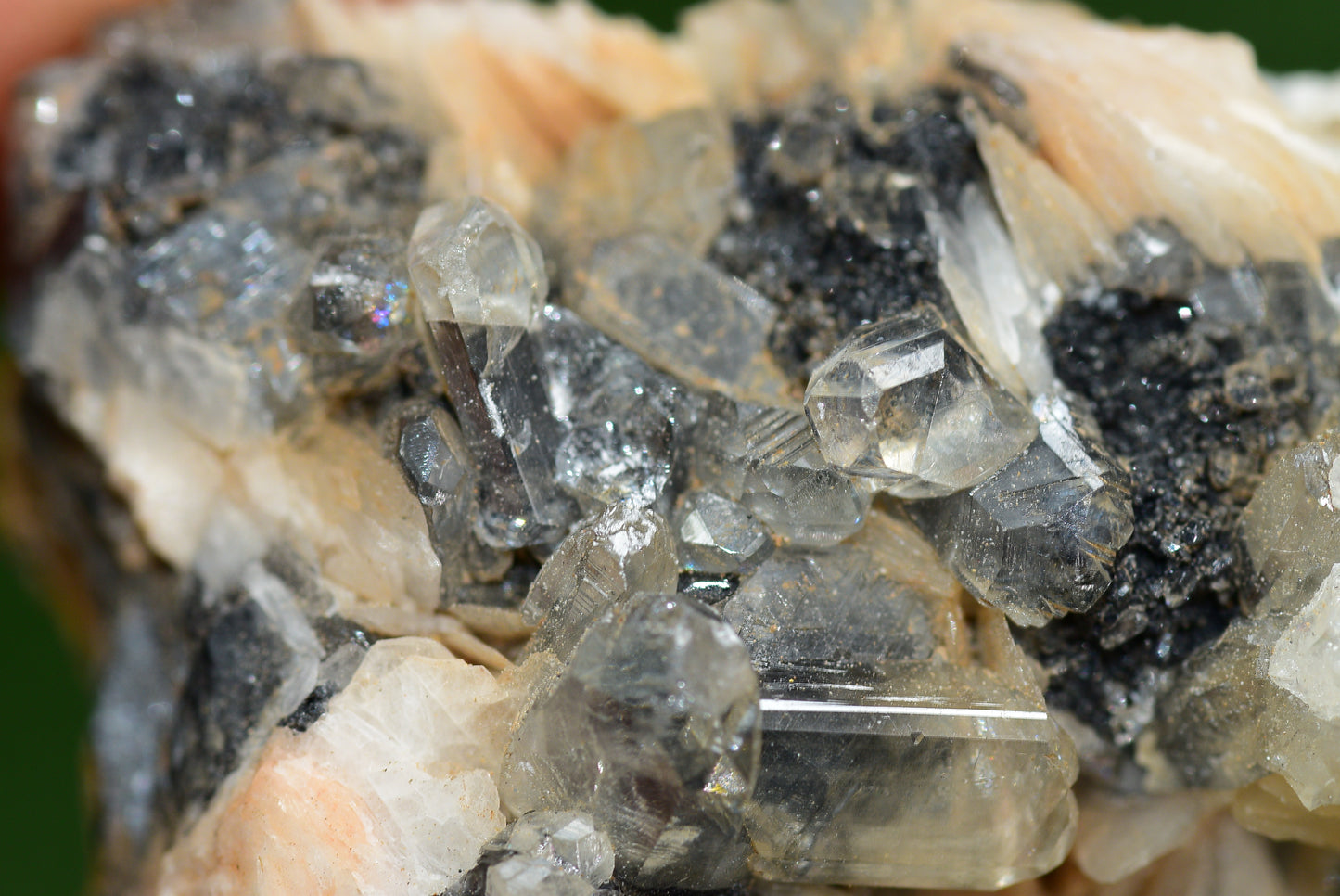 Cerussite with Barite & Dendrite Crystals on Galena RARE Genuine Gemstone from Morocco Fluorescent Mineral Powerful Spiritual Gem - MeteoriteNwa.com