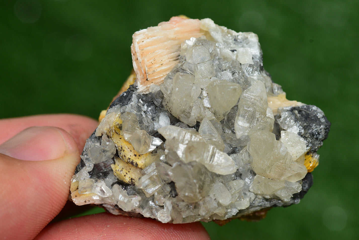 Cerussite with Barite & Dendrite Crystals on Galena RARE Genuine Gemstone from Morocco Fluorescent Mineral Powerful Spiritual Gem - MeteoriteNwa.com