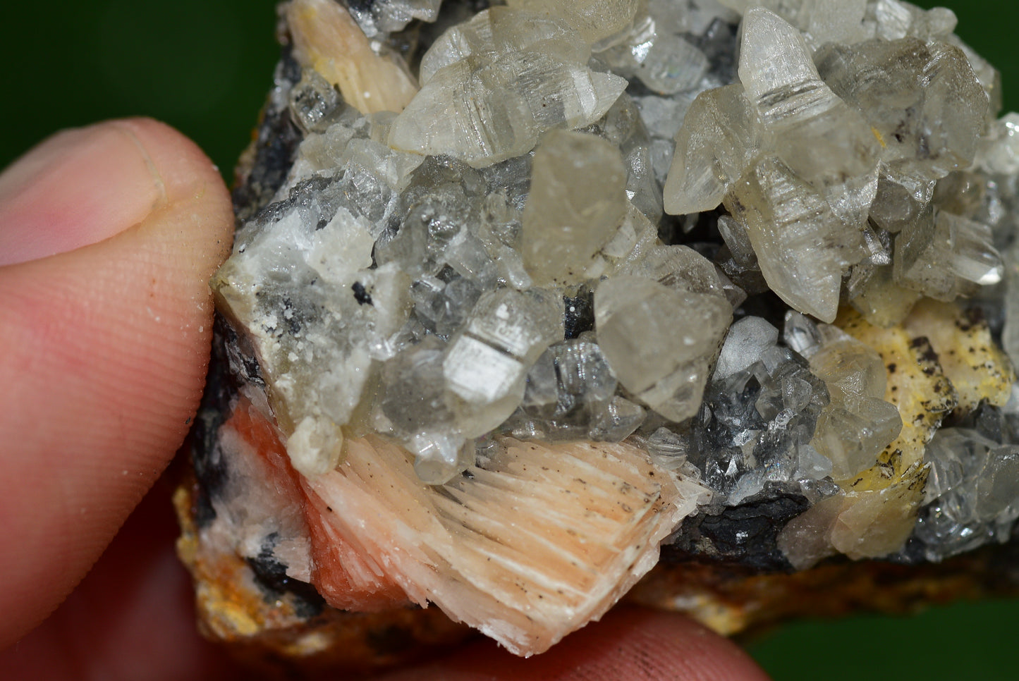 Cerussite with Barite & Dendrite Crystals on Galena RARE Genuine Gemstone from Morocco Fluorescent Mineral Powerful Spiritual Gem - MeteoriteNwa.com