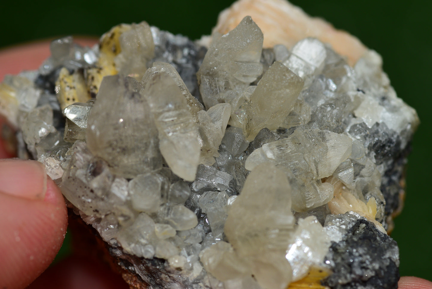 Cerussite with Barite & Dendrite Crystals on Galena RARE Genuine Gemstone from Morocco Fluorescent Mineral Powerful Spiritual Gem - MeteoriteNwa.com