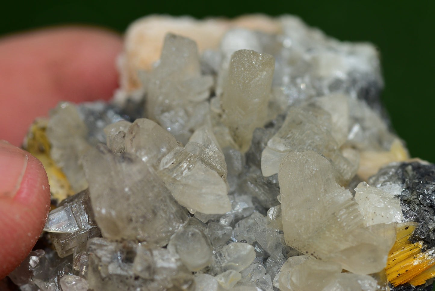 Cerussite with Barite & Dendrite Crystals on Galena RARE Genuine Gemstone from Morocco Fluorescent Mineral Powerful Spiritual Gem - MeteoriteNwa.com