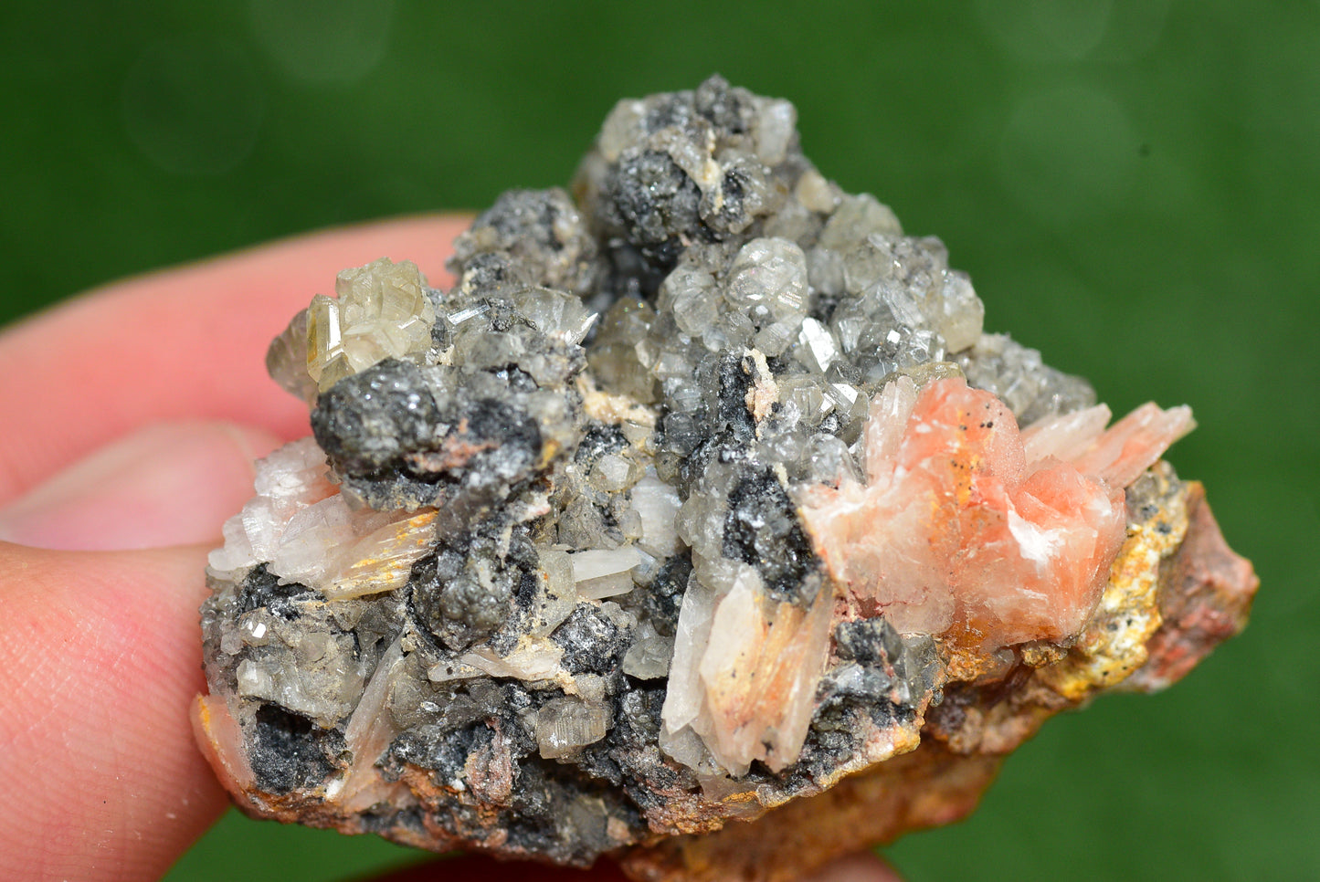 Cerussite with Barite & Dendrite Crystals on Galena RARE Genuine Gemstone from Morocco Fluorescent Mineral Powerful Spiritual Gem - MeteoriteNwa.com