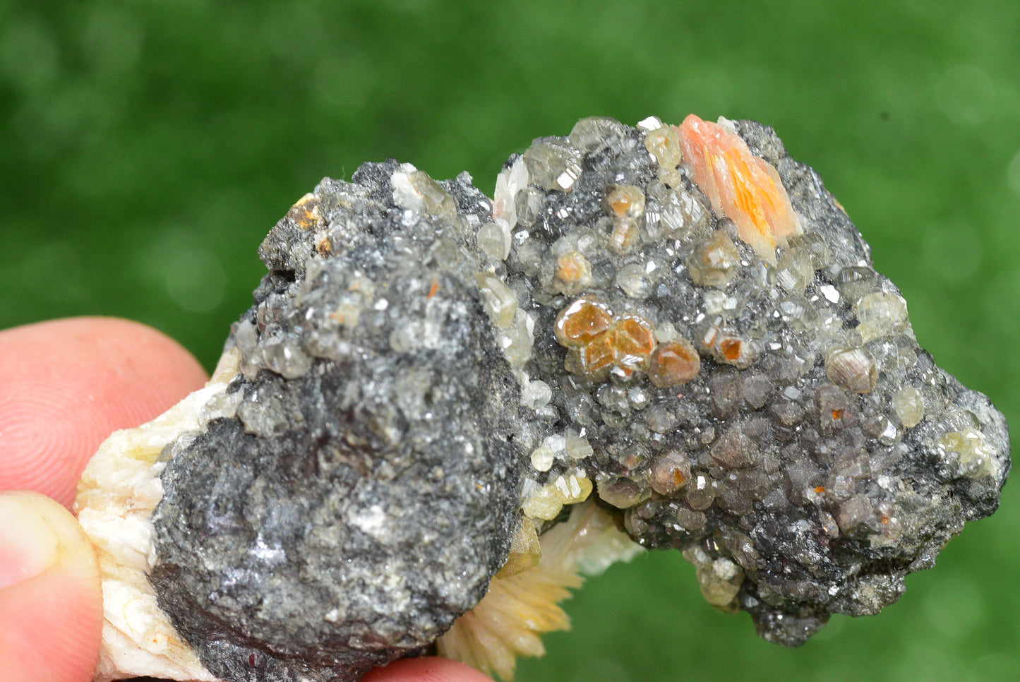 Cerussite with Barite & Dendrite Crystals on Galena RARE Genuine Gemstone from Morocco Fluorescent Mineral Powerful Spiritual Gem - MeteoriteNwa.com