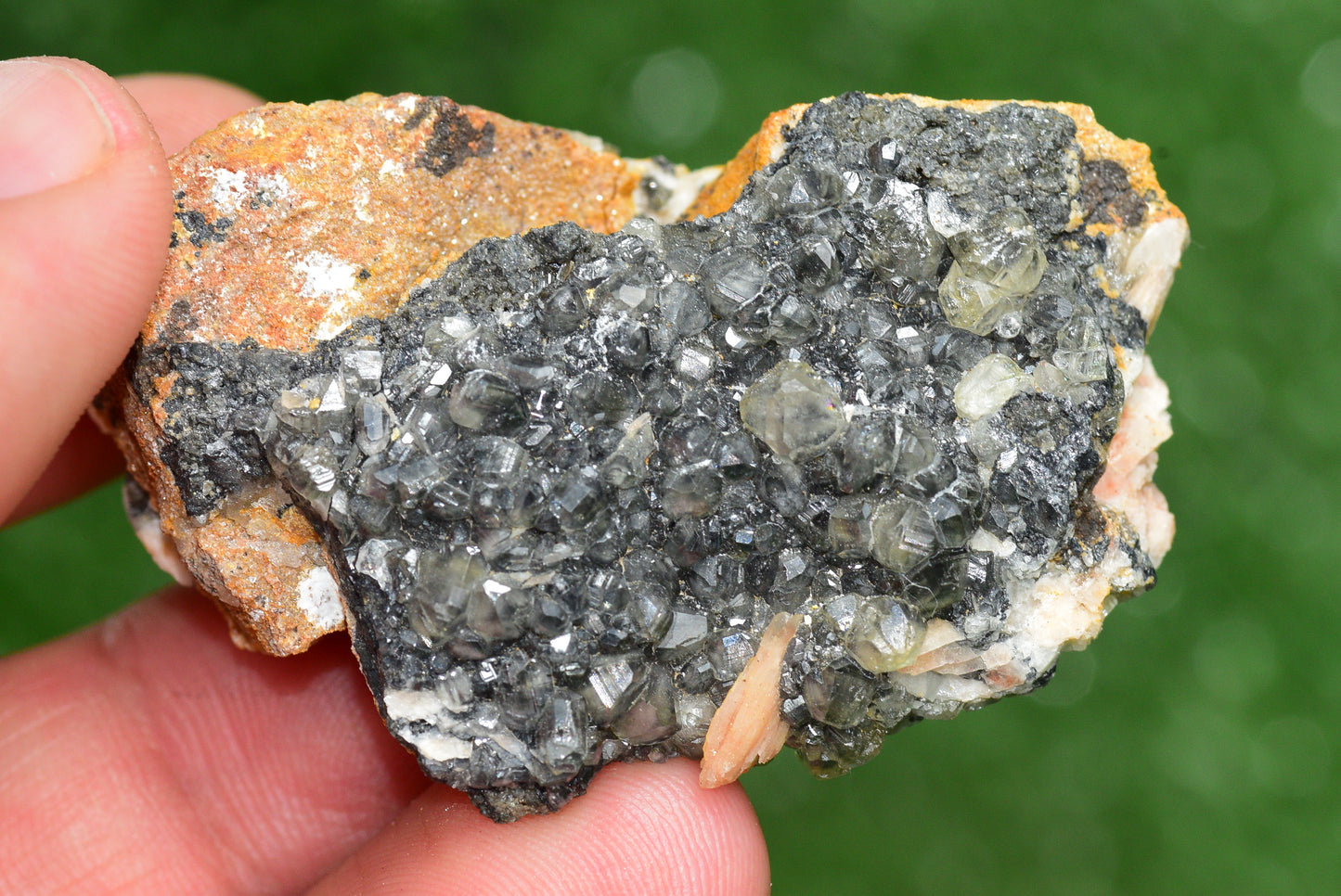 Cerussite with Barite & Dendrite Crystals on Galena RARE Genuine Gemstone from Morocco Fluorescent Mineral Powerful Spiritual Gem - MeteoriteNwa.com