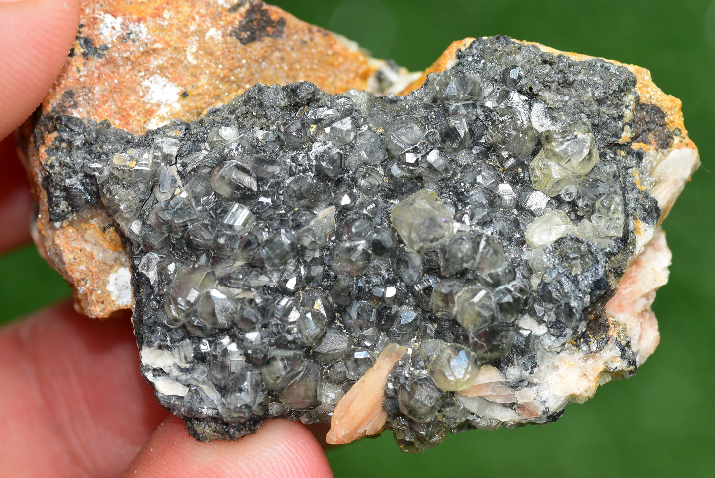 Cerussite with Barite & Dendrite Crystals on Galena RARE Genuine Gemstone from Morocco Fluorescent Mineral Powerful Spiritual Gem - MeteoriteNwa.com