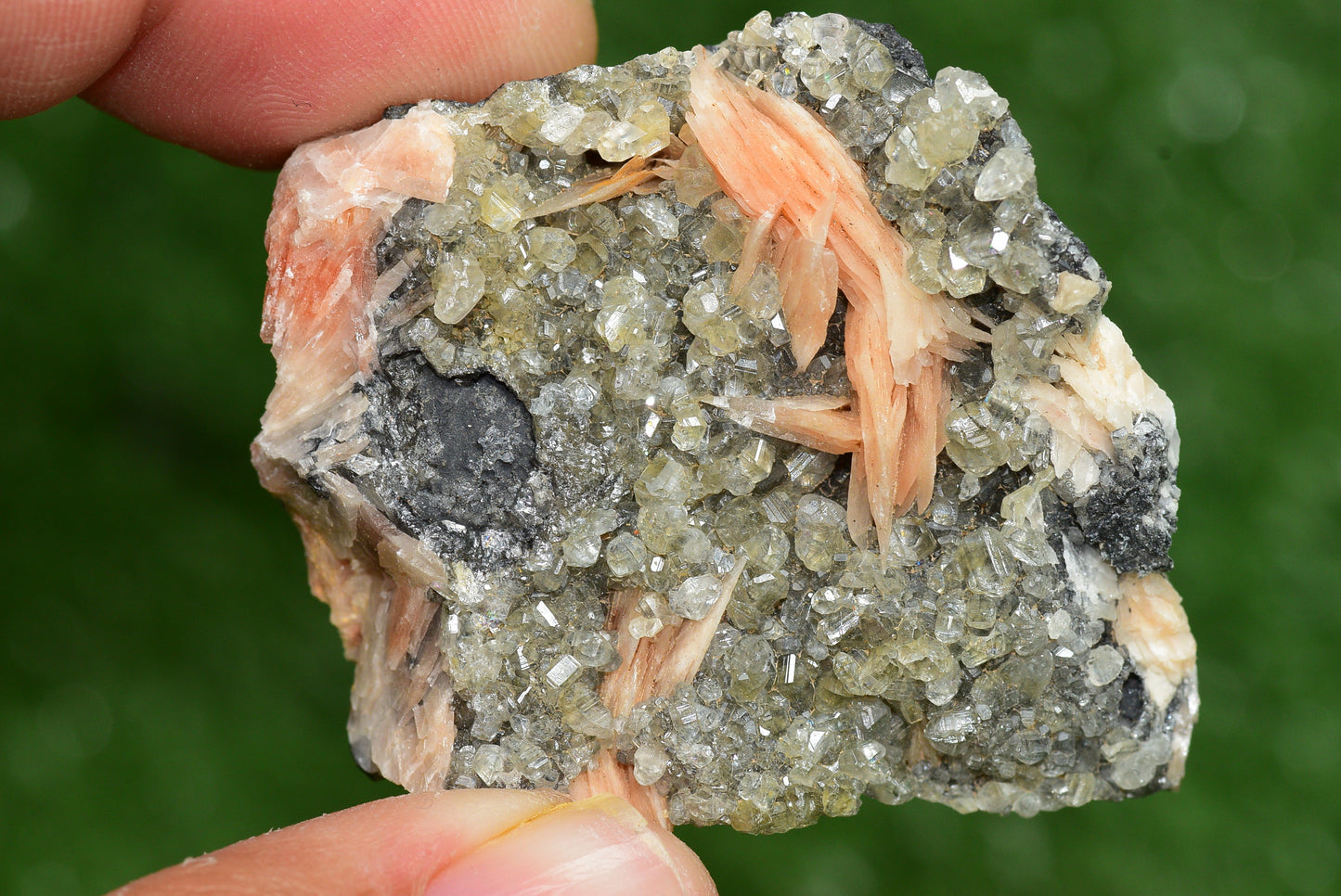 Cerussite with Barite & Dendrite Crystals on Galena RARE Genuine Gemstone from Morocco Fluorescent Mineral Powerful Spiritual Gem - MeteoriteNwa.com