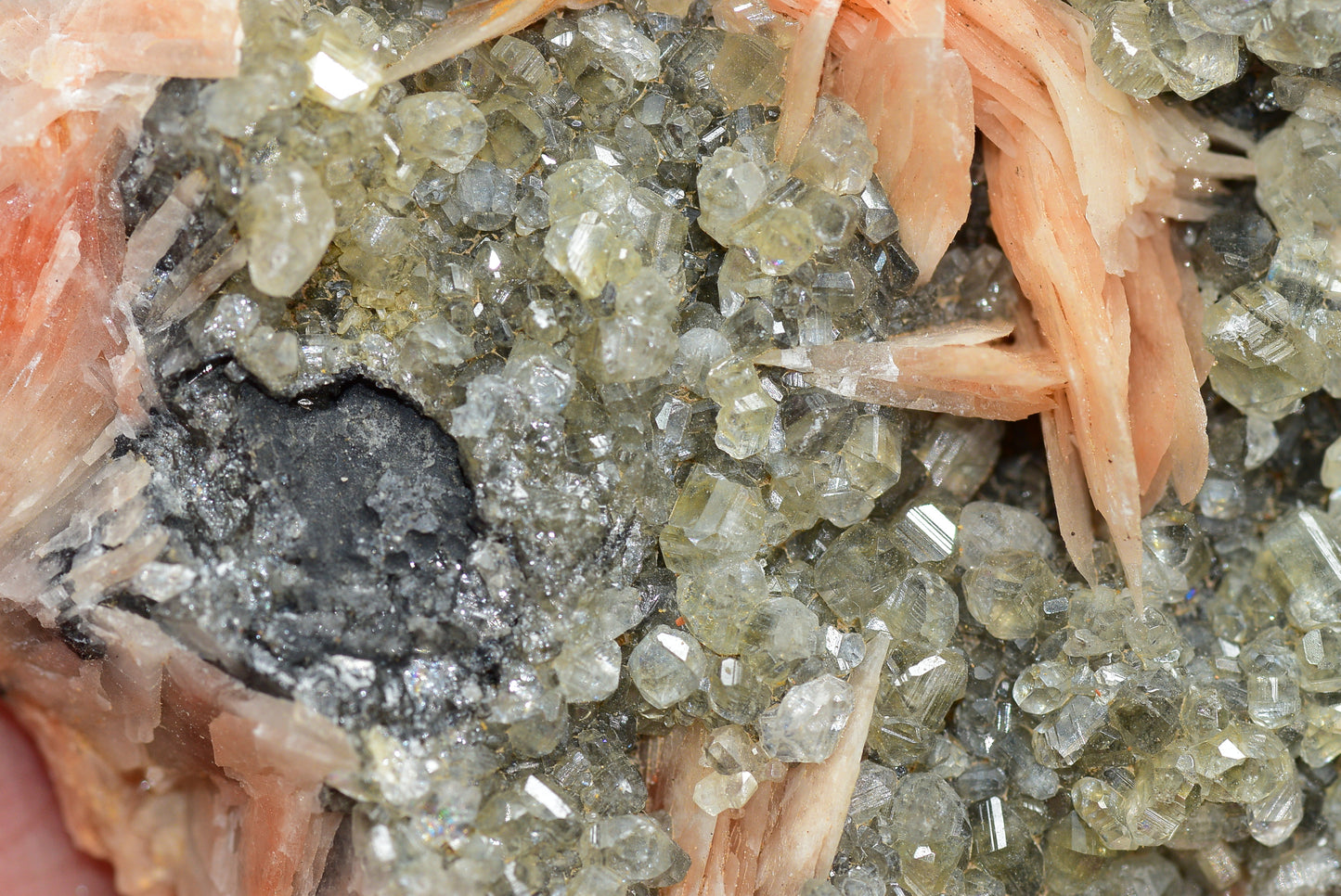 Cerussite with Barite & Dendrite Crystals on Galena RARE Genuine Gemstone from Morocco Fluorescent Mineral Powerful Spiritual Gem - MeteoriteNwa.com