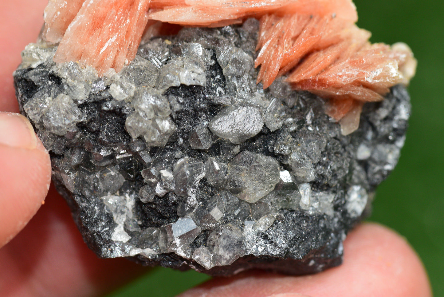 Cerussite with Barite & Dendrite Crystals on Galena RARE Genuine Gemstone from Morocco Fluorescent Mineral Powerful Spiritual Gem - MeteoriteNwa.com