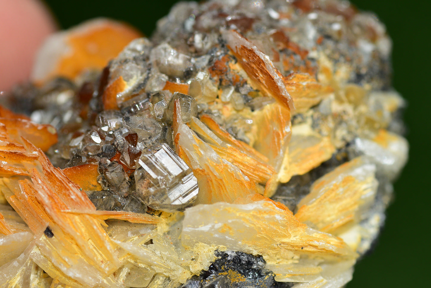 Cerussite with Barite & Dendrite Crystals on Galena RARE Genuine Gemstone from Morocco Fluorescent Mineral Powerful Spiritual Gem - MeteoriteNwa.com