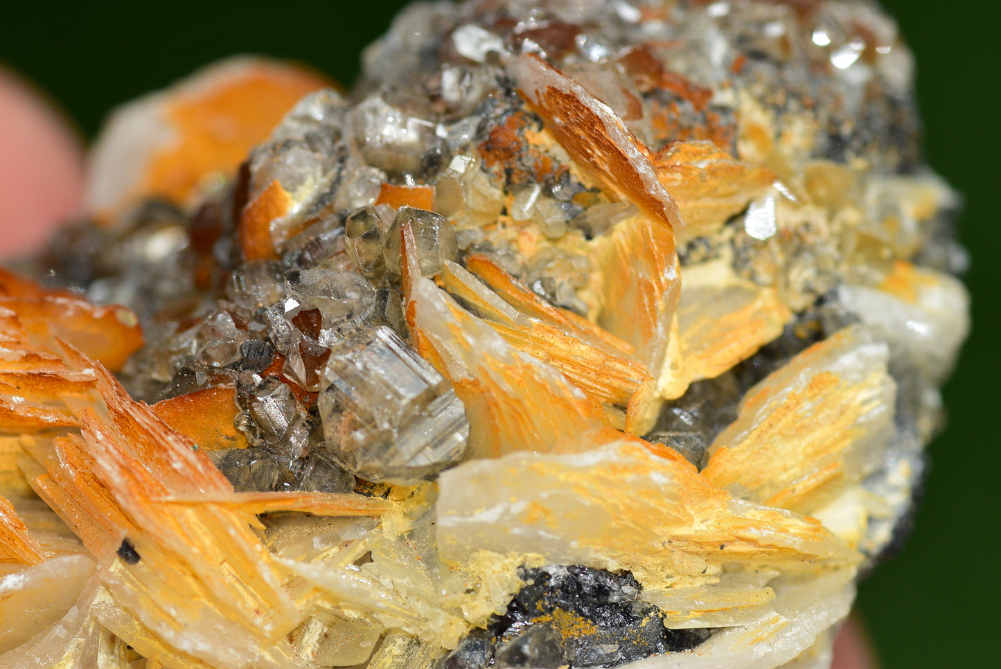 Cerussite with Barite & Dendrite Crystals on Galena RARE Genuine Gemstone from Morocco Fluorescent Mineral Powerful Spiritual Gem - MeteoriteNwa.com