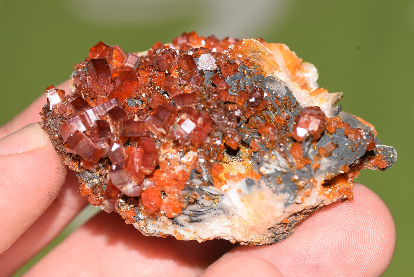 Vanadinite Mineral on Matrix Red Orange Genuine Crystals from Morocco Raw Druzy Natural Specimen Earth Chakra Grounding Gemstone - MeteoriteNwa.com