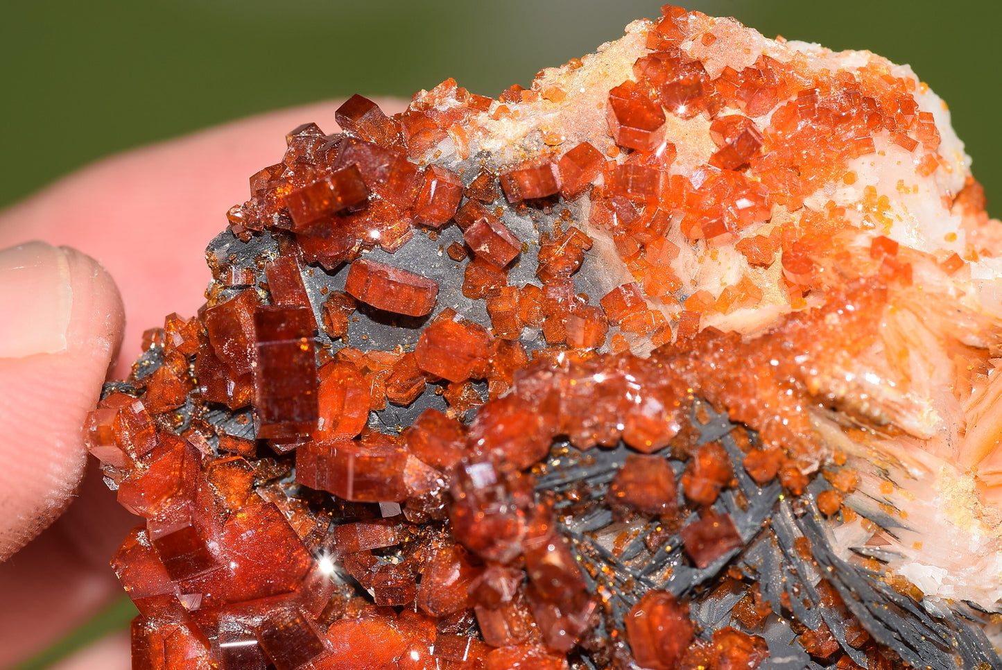 Vanadinite Mineral on Matrix Red Orange Genuine Crystals from Morocco Raw Druzy Natural Specimen Earth Chakra Grounding Gemstone - MeteoriteNwa.com