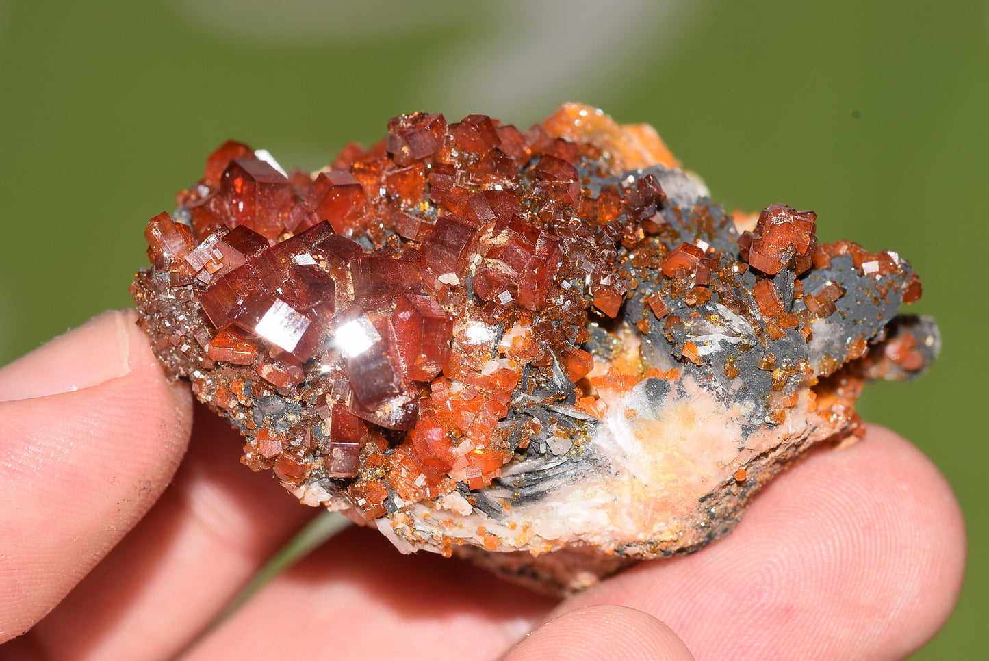 Vanadinite Mineral on Matrix Red Orange Genuine Crystals from Morocco Raw Druzy Natural Specimen Earth Chakra Grounding Gemstone - MeteoriteNwa.com