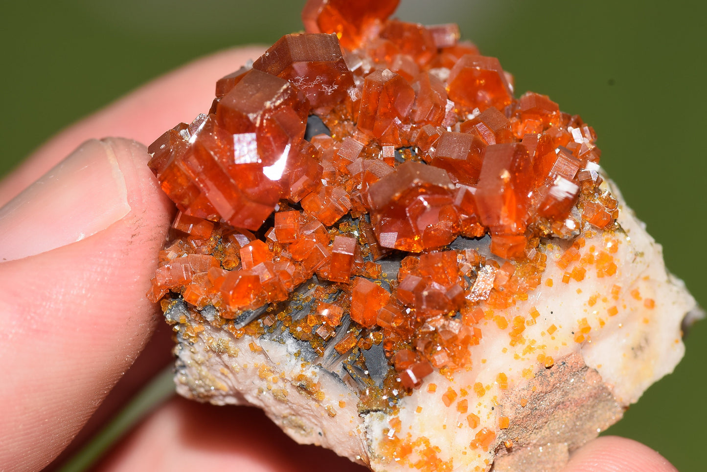 Vanadinite Mineral on Matrix Red Orange Genuine Crystals from Morocco Raw Druzy Natural Specimen Earth Chakra Grounding Gemstone - MeteoriteNwa.com