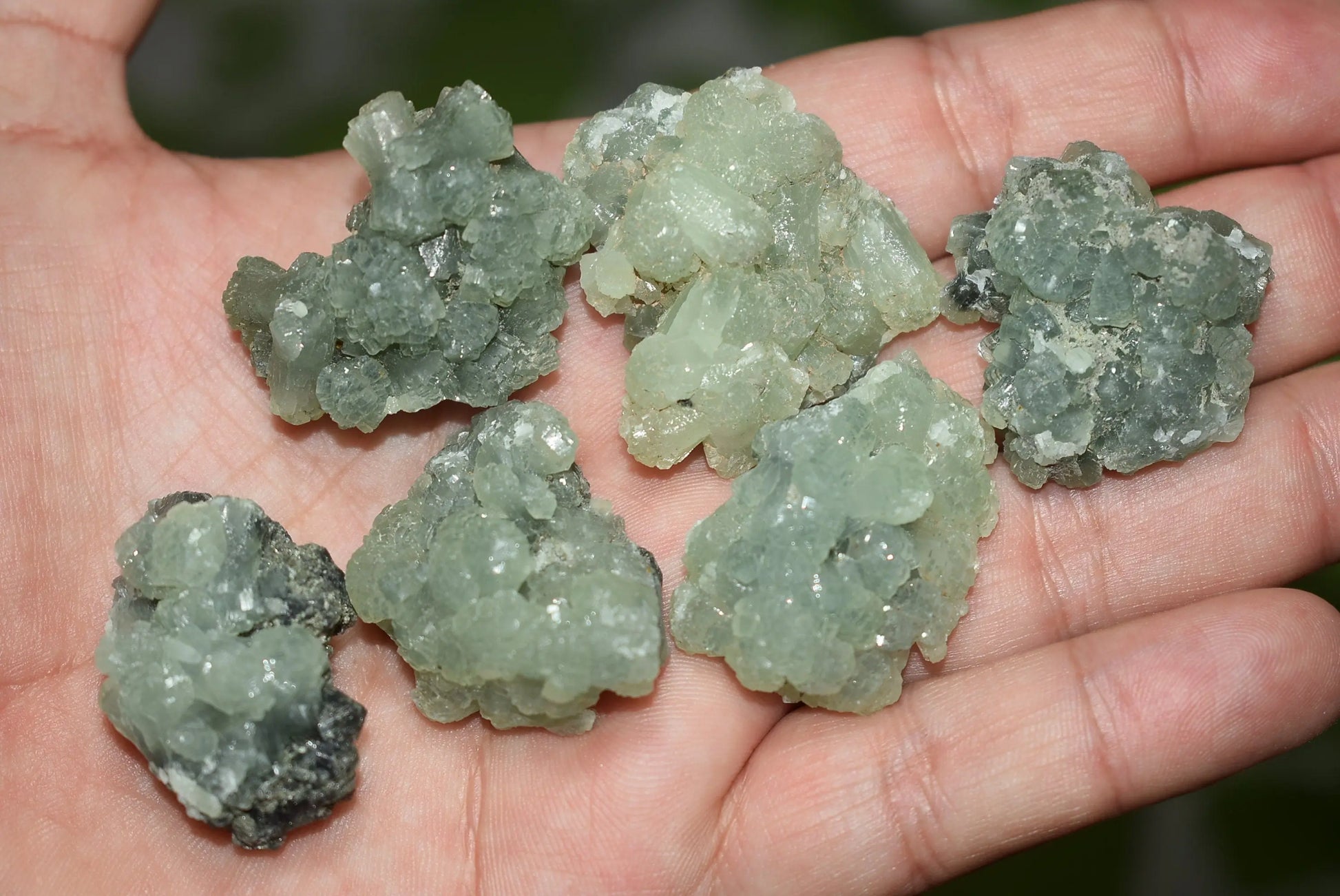 Green Prehnite Crystals Cluster on Matrix Rock Morocco Raw - MeteoriteNwa.com