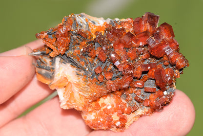 Vanadinite Mineral on Matrix Red Orange Genuine Crystals from Morocco Raw Druzy Natural Specimen Earth Chakra Grounding Gemstone - MeteoriteNwa.com