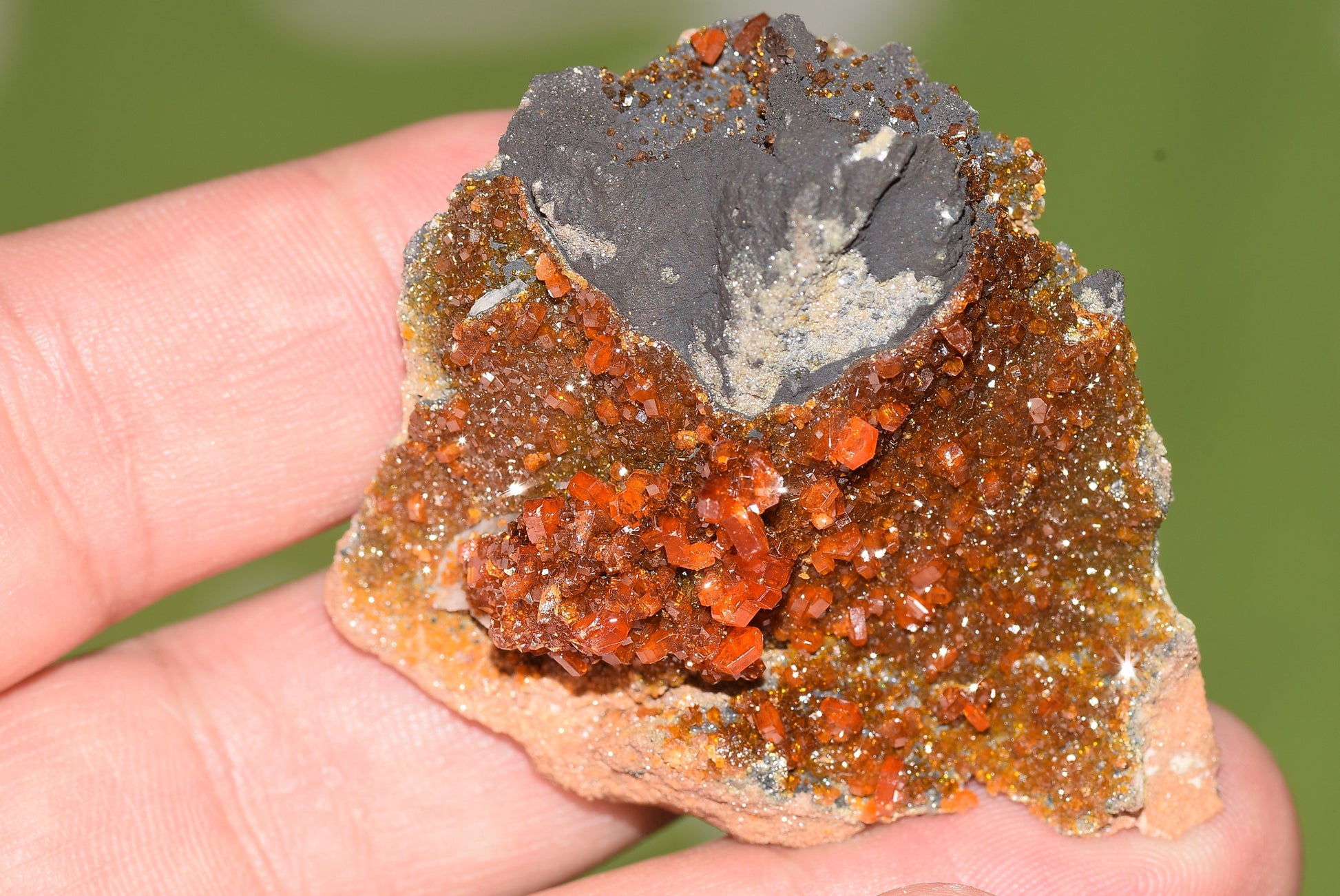 Vanadinite Mineral on Matrix Red Orange Genuine Crystals from Morocco Raw Druzy Natural Specimen Earth Chakra Grounding Gemstone - MeteoriteNwa.com