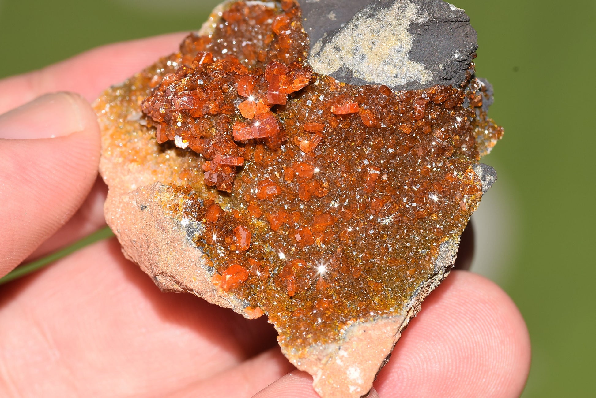 Vanadinite Mineral on Matrix Red Orange Genuine Crystals from Morocco Raw Druzy Natural Specimen Earth Chakra Grounding Gemstone - MeteoriteNwa.com