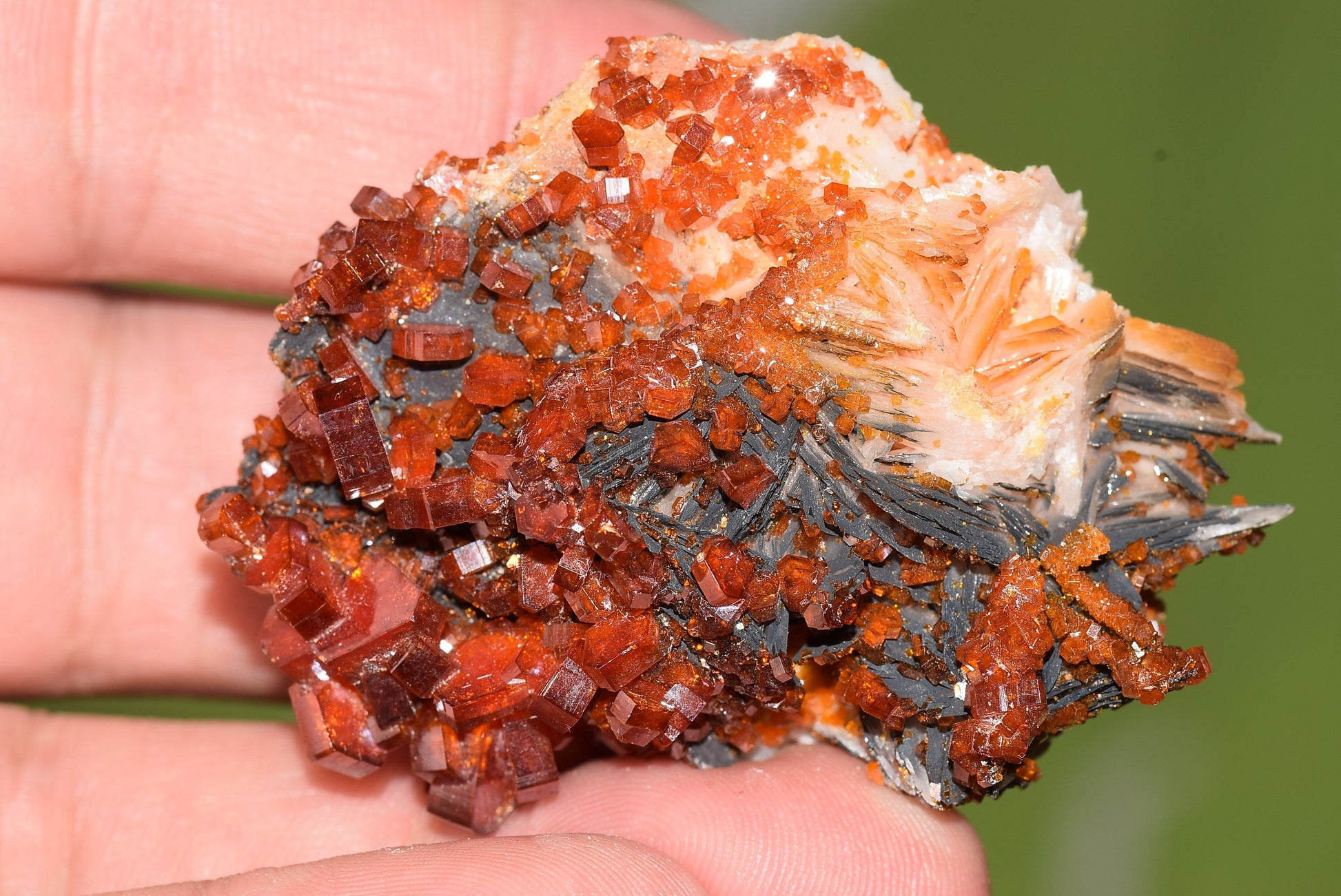 Vanadinite Mineral on Matrix Red Orange Genuine Crystals from Morocco Raw Druzy Natural Specimen Earth Chakra Grounding Gemstone - MeteoriteNwa.com